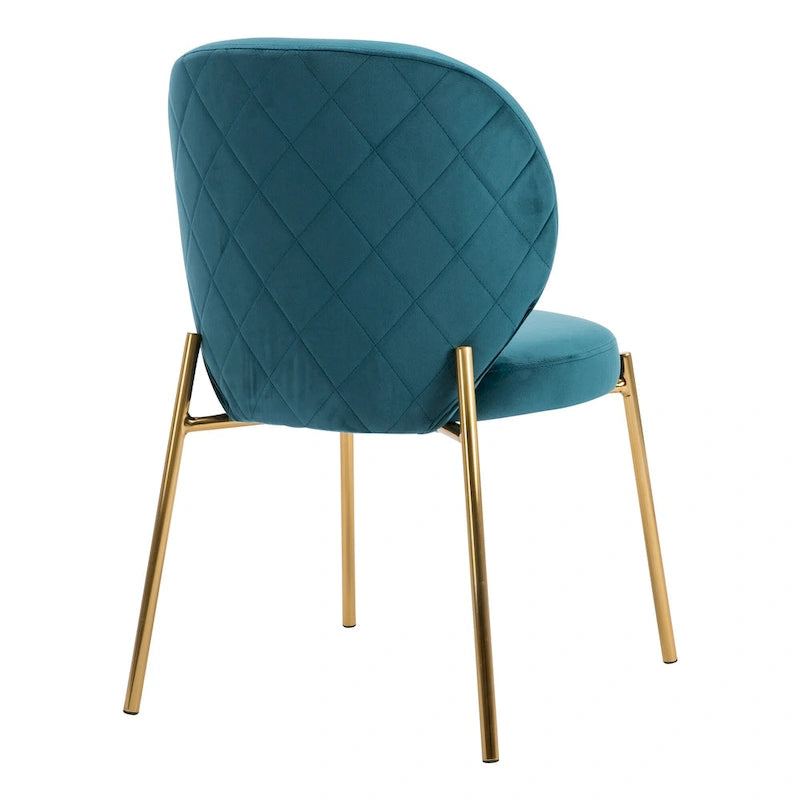 Velvet Dining Chairs Small Cute Accent Chairs with Golden Metal Legs Set of 2 16