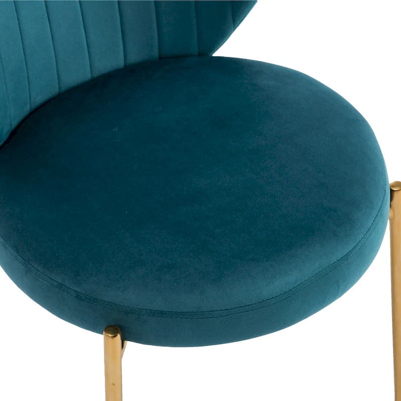 Velvet Dining Chairs Small Cute Accent Chairs with Golden Metal Legs Set of 2 17