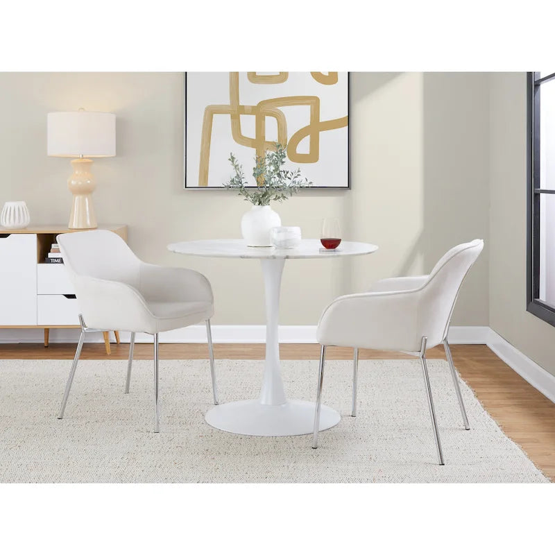 Silver Orchid Galotti Chrome Upholstered Dining Chair (Set of 2) 30