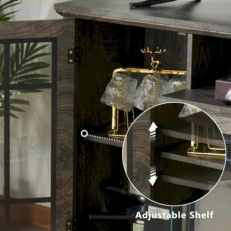 Fireplace TV Stand with All-Sided Glass Electric Fireplace 11