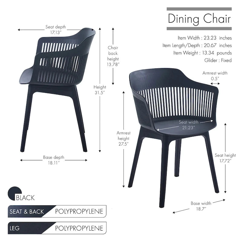 Porthos Home Palmer Dining Chairs Set of 2, Plastic Shell And Legs 6