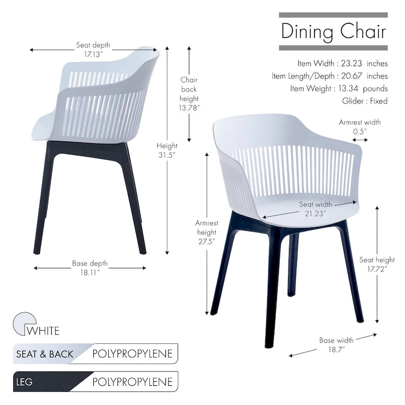 Porthos Home Palmer Dining Chairs Set of 2, Plastic Shell And Legs 20