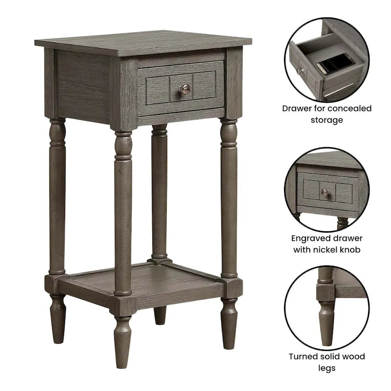 Convenience Concepts French Country Khloe 1 Drawer Accent Table with Shelf 27
