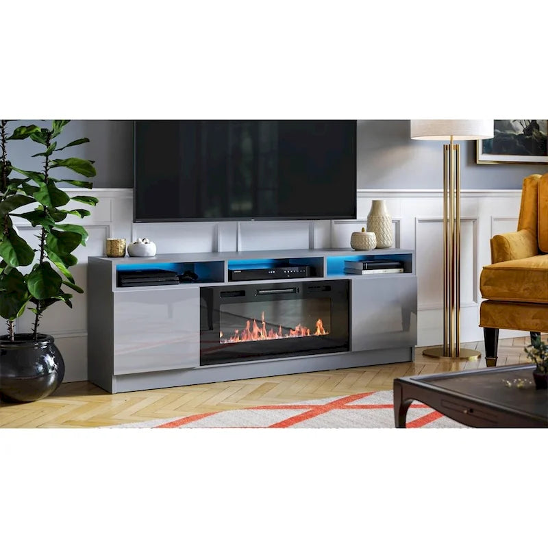 Reno 05 Electric Fireplace Modern 63 TV Stand 12