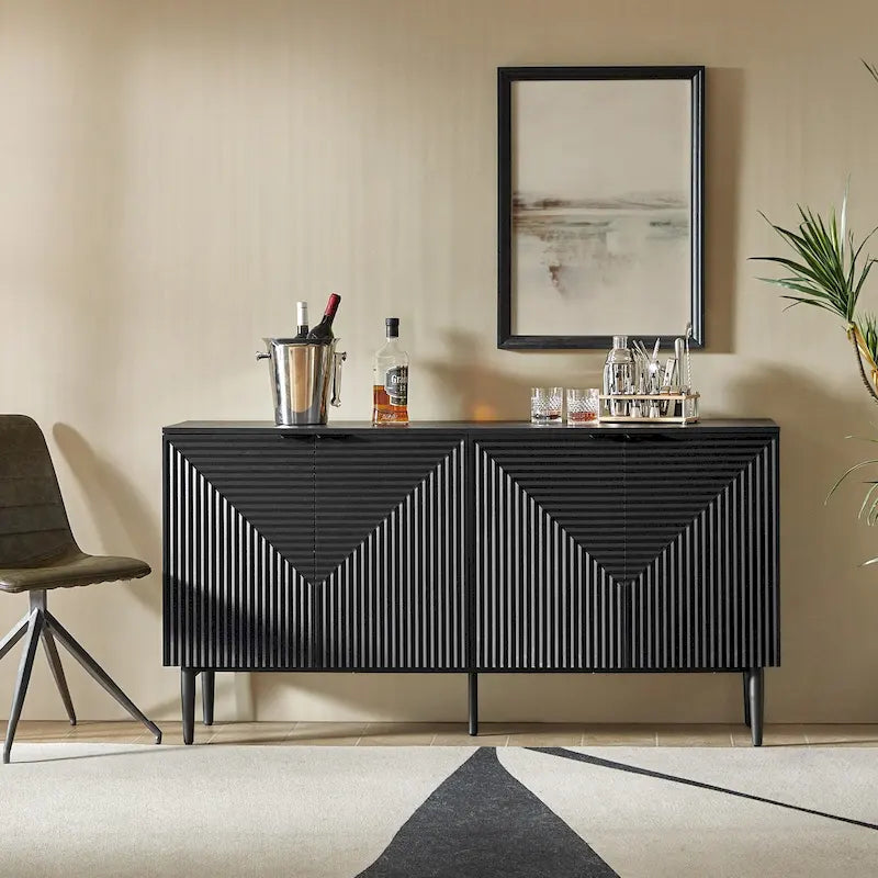 Burkart Modern 63Wide 4-Door Sideboard with Wine Rack and Metal Leg by HULALA HOME 25