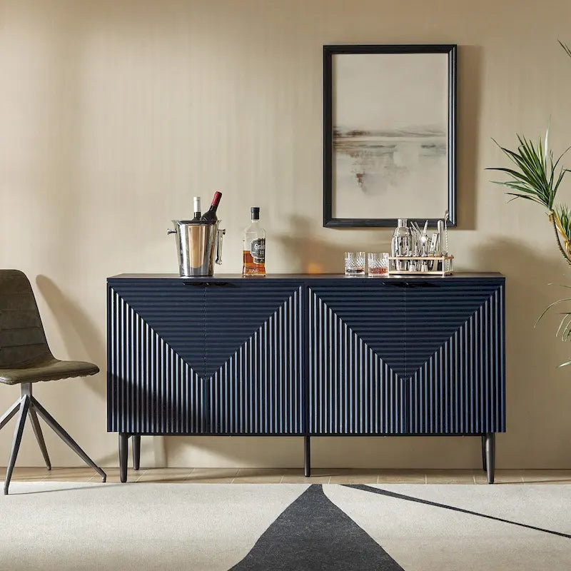 Burkart Modern 63Wide 4-Door Sideboard with Wine Rack and Metal Leg by HULALA HOME 26