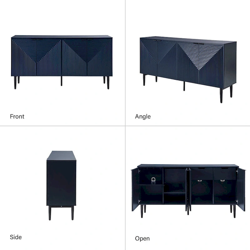 Burkart Modern 63Wide 4-Door Sideboard with Wine Rack and Metal Leg by HULALA HOME 7