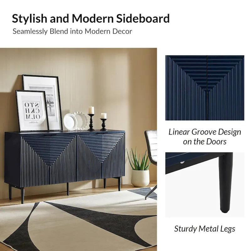 Burkart Modern 63Wide 4-Door Sideboard with Wine Rack and Metal Leg by HULALA HOME 9