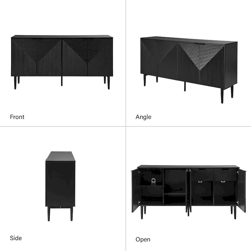 Burkart Modern 63Wide 4-Door Sideboard with Wine Rack and Metal Leg by HULALA HOME 12