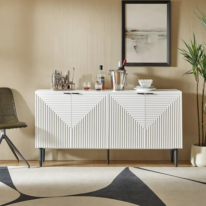 Burkart Modern 63Wide 4-Door Sideboard with Wine Rack and Metal Leg by HULALA HOME 17