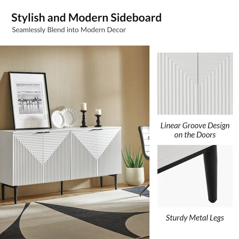Burkart Modern 63Wide 4-Door Sideboard with Wine Rack and Metal Leg by HULALA HOME 22