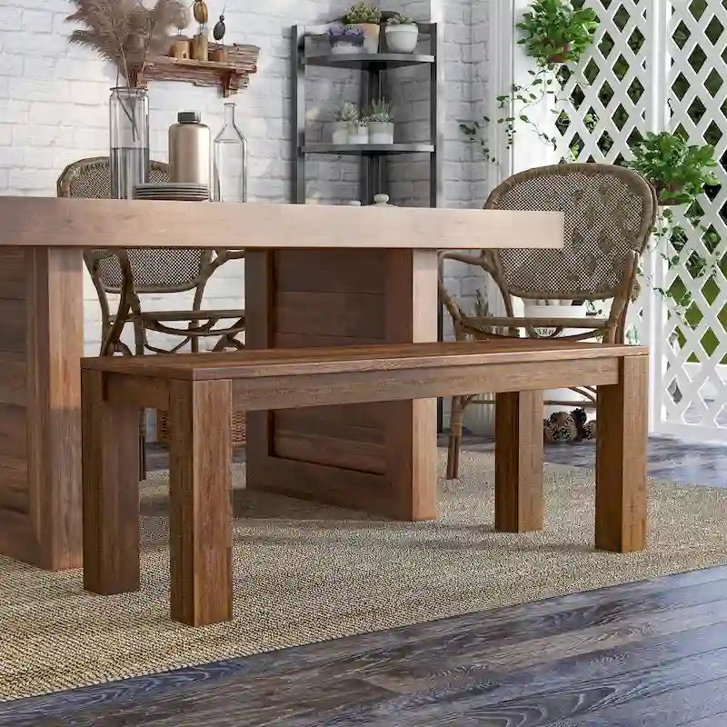 Anaisha Rustic Solid Mango Wood Dining Bench by Furniture of America 3