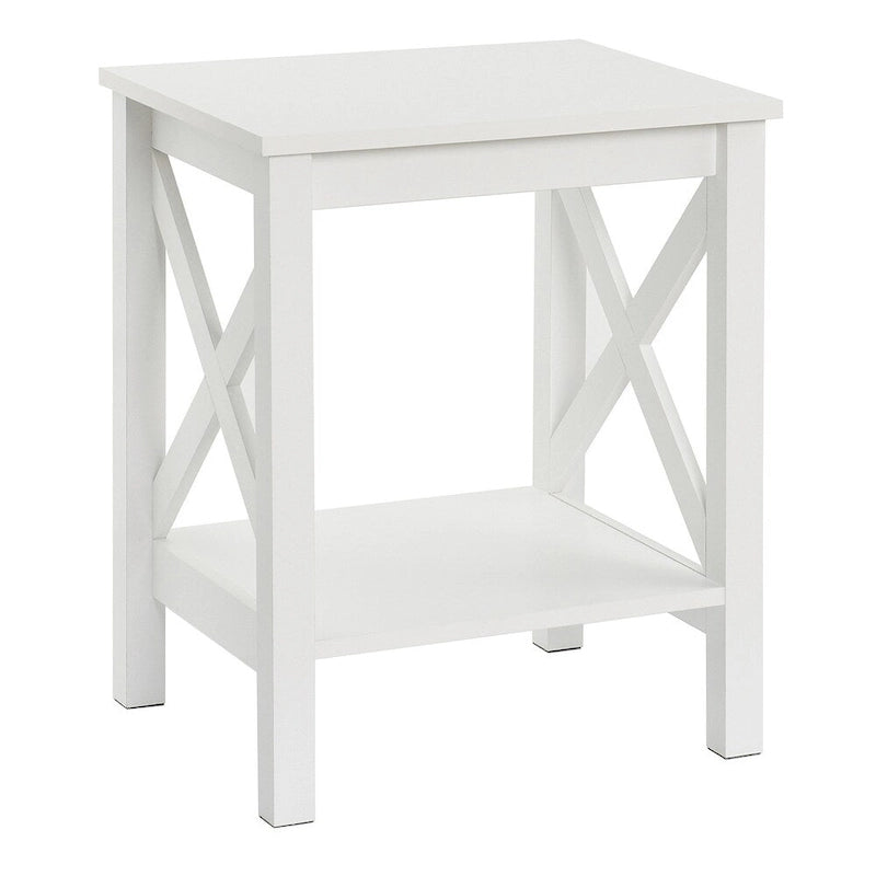 The Gray Barn Xanadu Hill X-frame Two-tier End Table with Shelf
