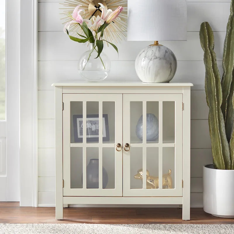 Simple Living Portland 2-Door Glass Cabinet 24