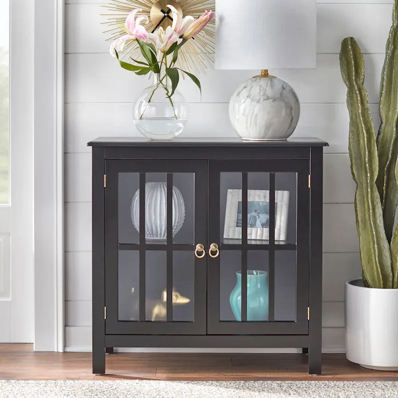 Simple Living Portland 2-Door Glass Cabinet 4