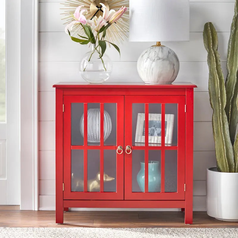 Simple Living Portland 2-Door Glass Cabinet 5