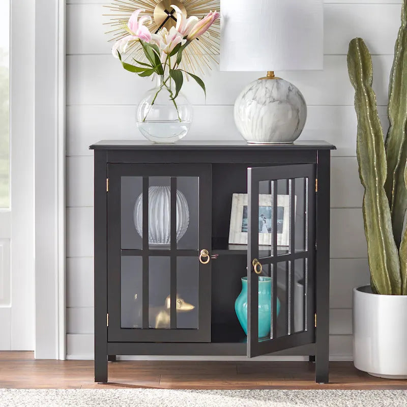 Simple Living Portland 2-Door Glass Cabinet 9