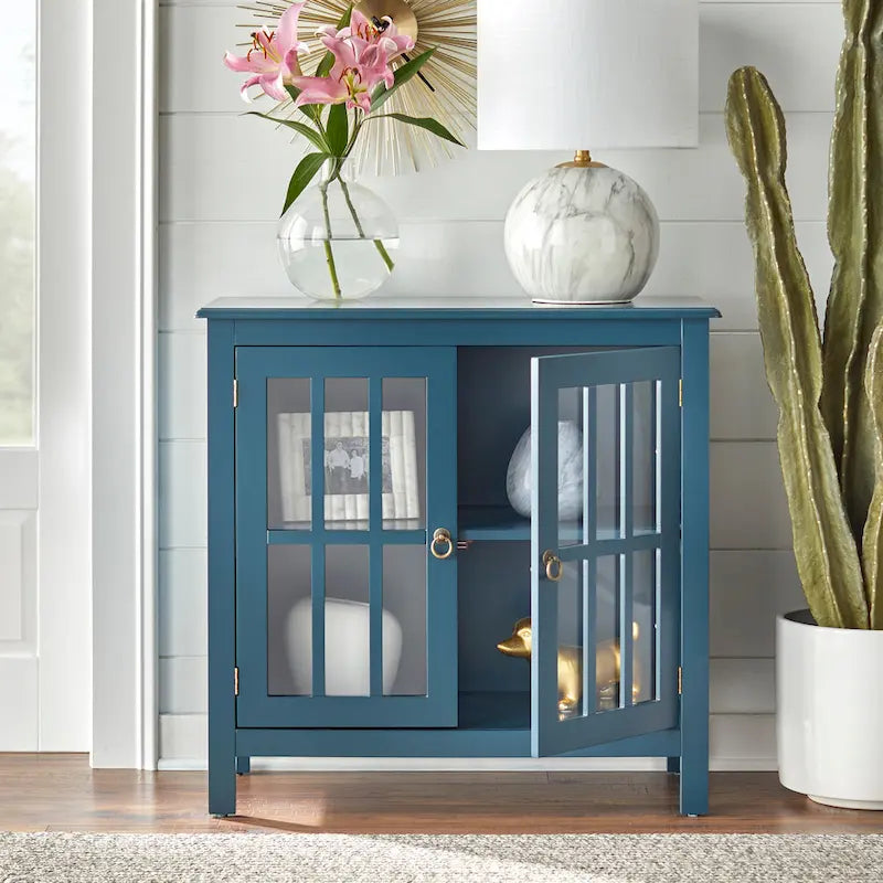 Simple Living Portland 2-Door Glass Cabinet 11