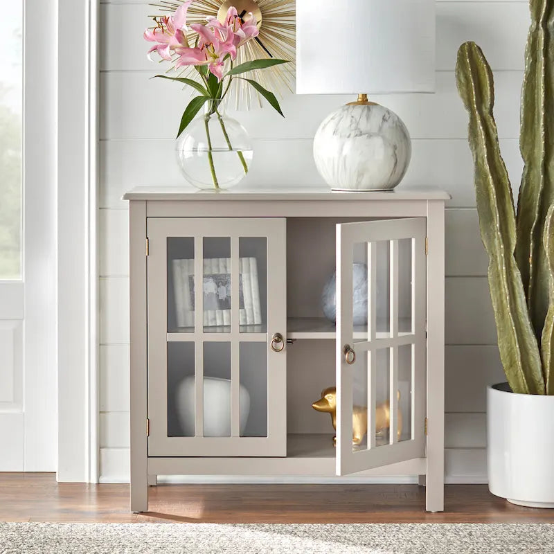 Simple Living Portland 2-Door Glass Cabinet 12