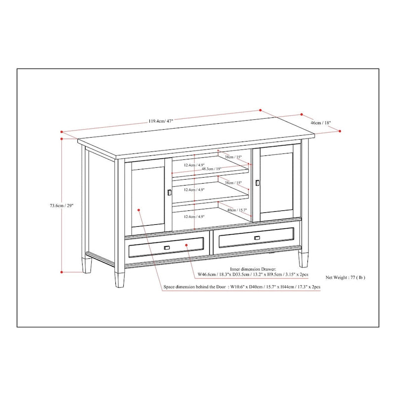 WYNDENHALL Norfolk Transitional TV Media Stand For TVs up to 50 inches 18