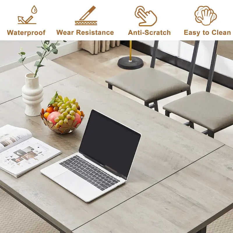 Modern Industrial 63.2 Extendable Dining Table w/Drop Leaf, Seats 6 6