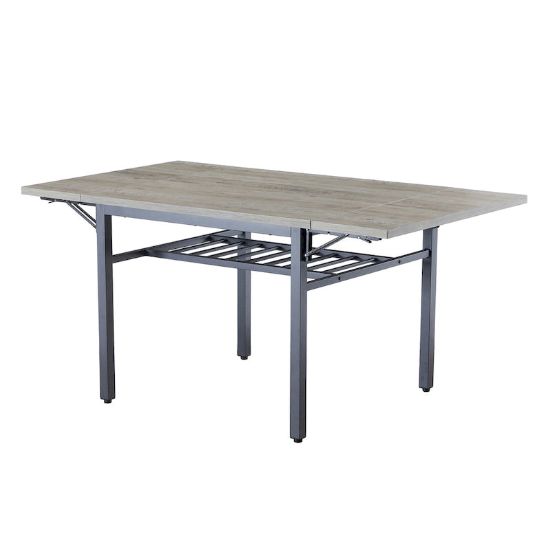 Modern Industrial 63.2 Extendable Dining Table w/Drop Leaf, Seats 6 12