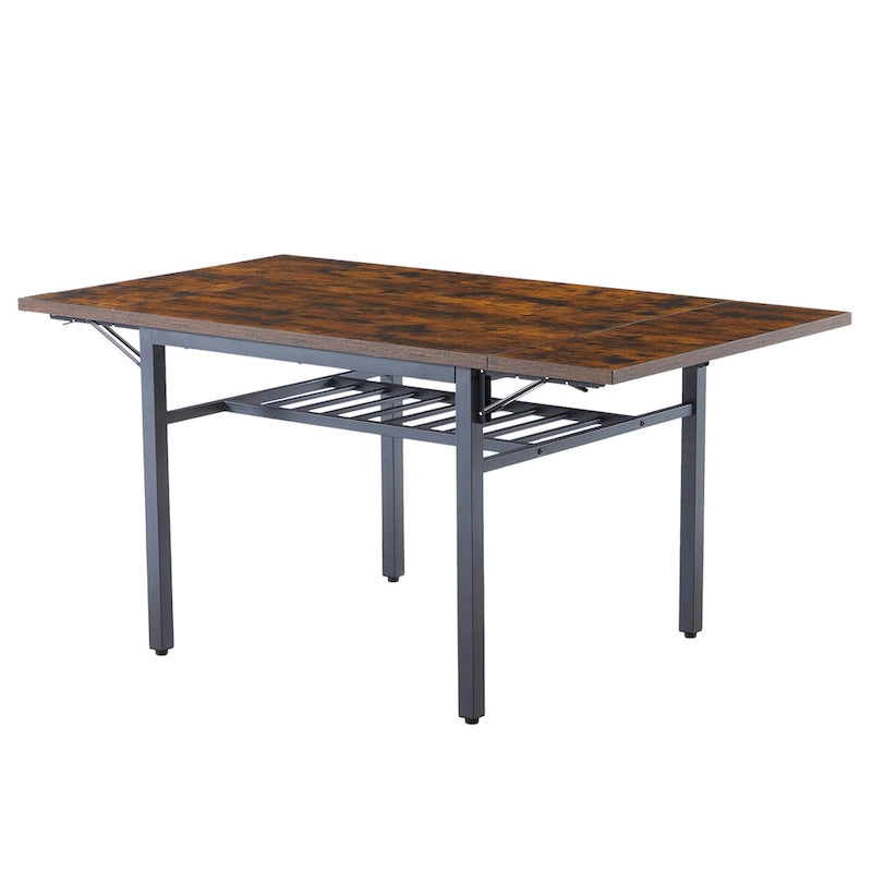 Modern Industrial 63.2 Extendable Dining Table w/Drop Leaf, Seats 6 19
