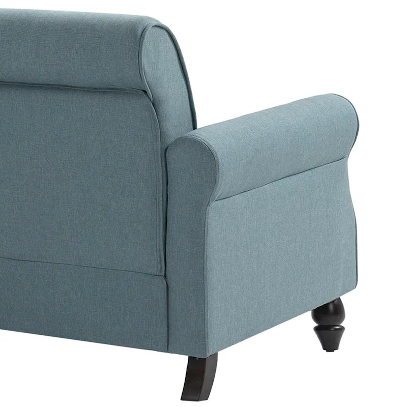 Divanetto da 73 pollici con braccioli arrotolati, rivestito in tessuto, con borchie decorative 14