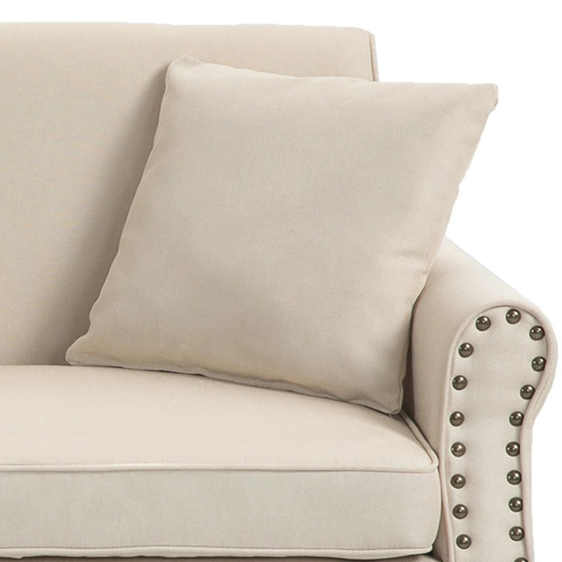 Divanetto da 73 pollici con braccioli arrotolati, rivestito in tessuto, con borchie decorative 24