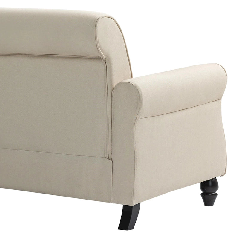 Divanetto da 73 pollici con braccioli arrotolati, rivestito in tessuto, con borchie decorative 25