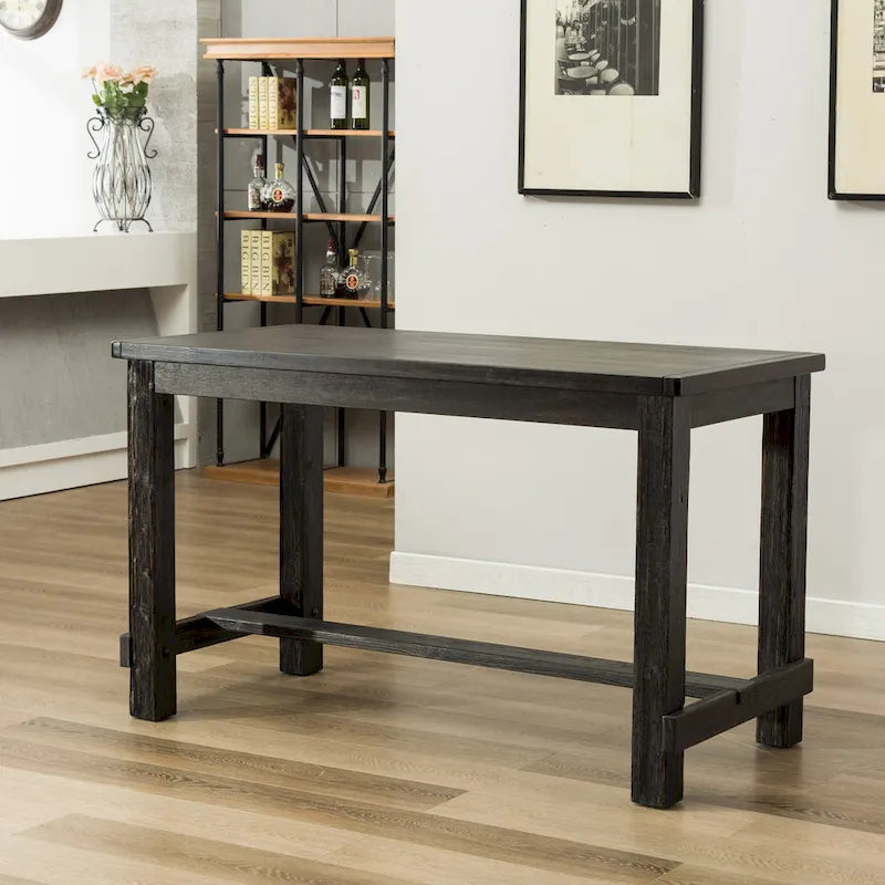 Roundhill Furniture Leviton Counter Height Antique Black Finished Wood 5-piece Dining Set 2