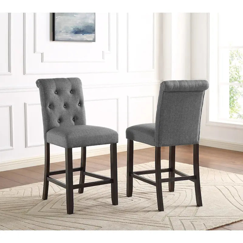 Roundhill Furniture Leviton Counter Height Antique Black Finished Wood 5-piece Dining Set 15