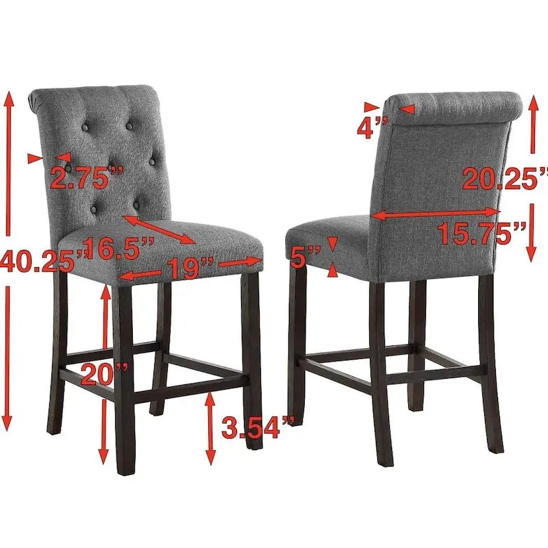 Roundhill Furniture Leviton Counter Height Antique Black Finished Wood 5-piece Dining Set 18