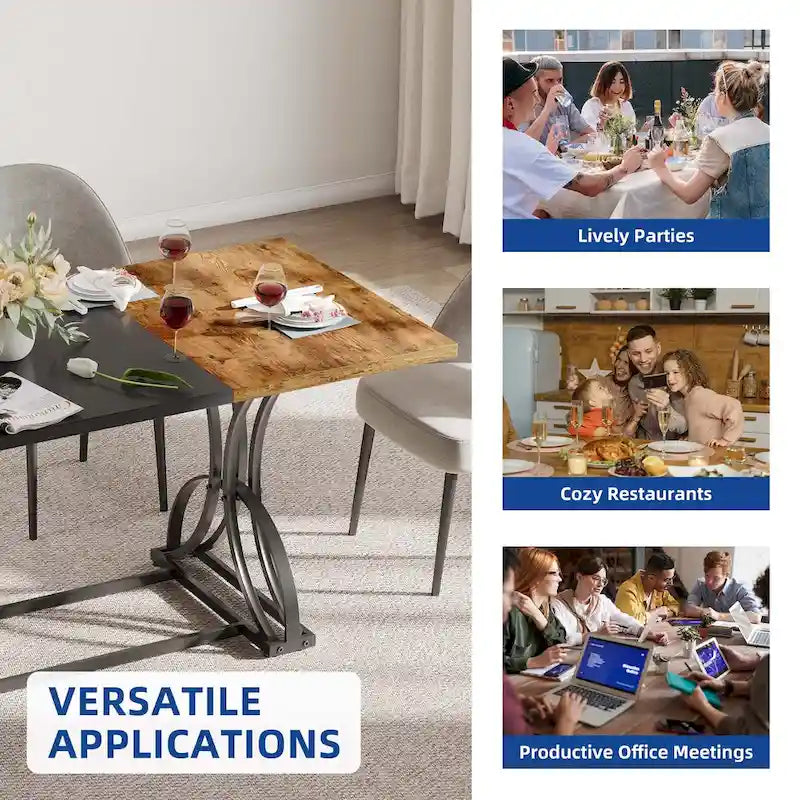 Moasis Farmhouse Rectangular Wood and Metal Dining Table for 6-8 People 5