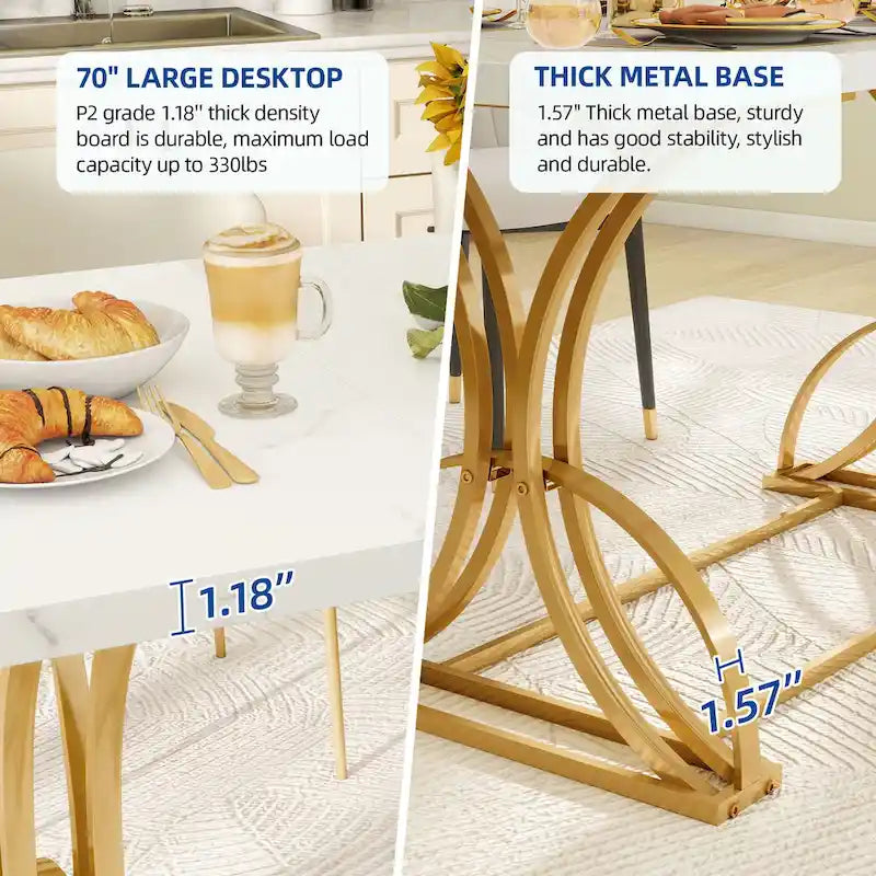Moasis Farmhouse Rectangular Wood and Metal Dining Table for 6-8 People 9