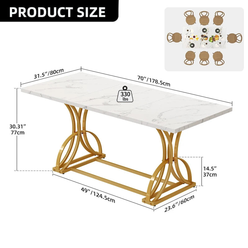 Moasis Farmhouse Rectangular Wood and Metal Dining Table for 6-8 People 12