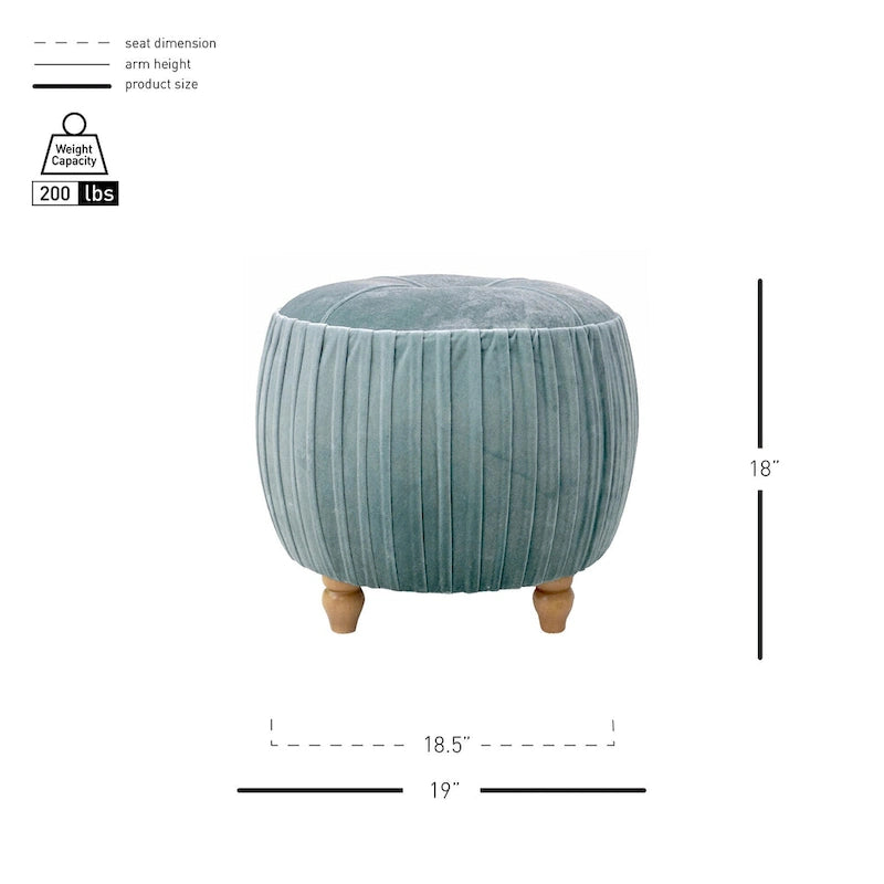 Helena Velvet Small Round Ottoman