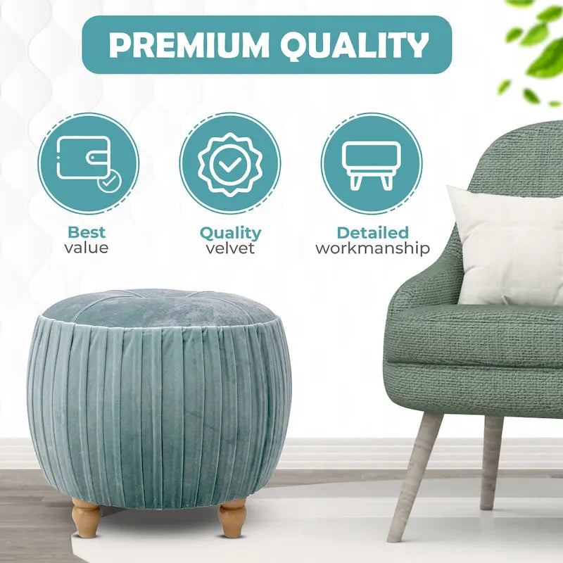 Helena Velvet Small Round Ottoman 4