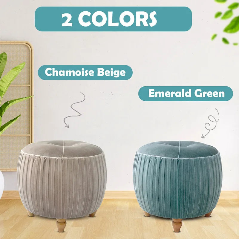 Helena Velvet Small Round Ottoman 5