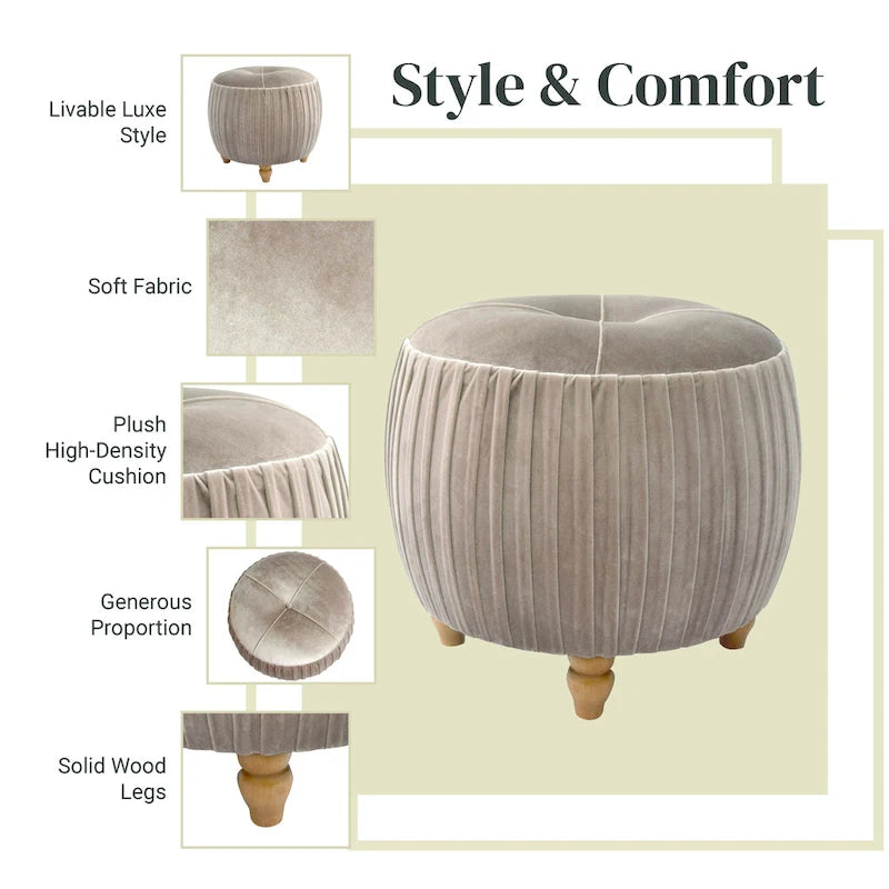 Helena Velvet Small Round Ottoman 12