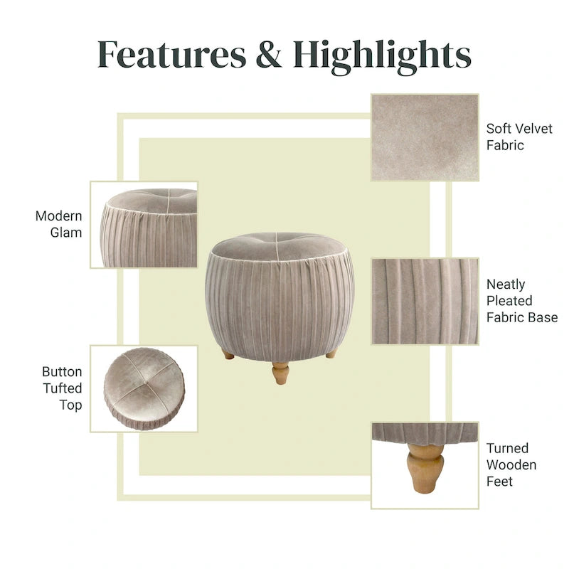 Helena Velvet Small Round Ottoman 13