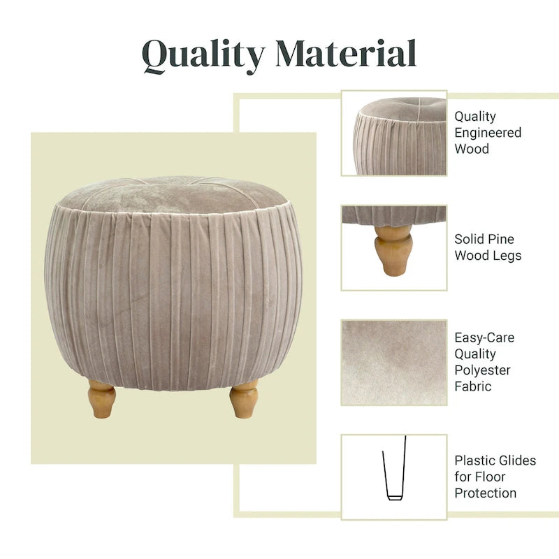 Helena Velvet Small Round Ottoman 14