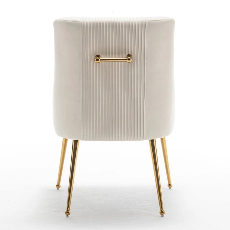 SEYNAR Modern Glam Boucle Pleated Velvet Dining Chair or Vanity Chair Set of 4 with Rear Handle 12