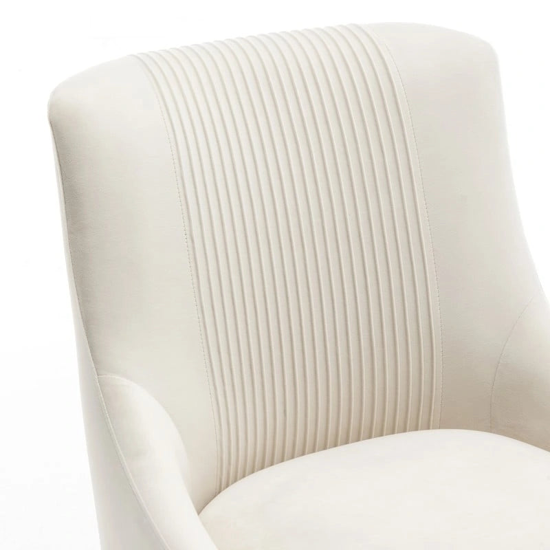 SEYNAR Modern Glam Boucle Pleated Velvet Dining Chair or Vanity Chair Set of 4 with Rear Handle 13