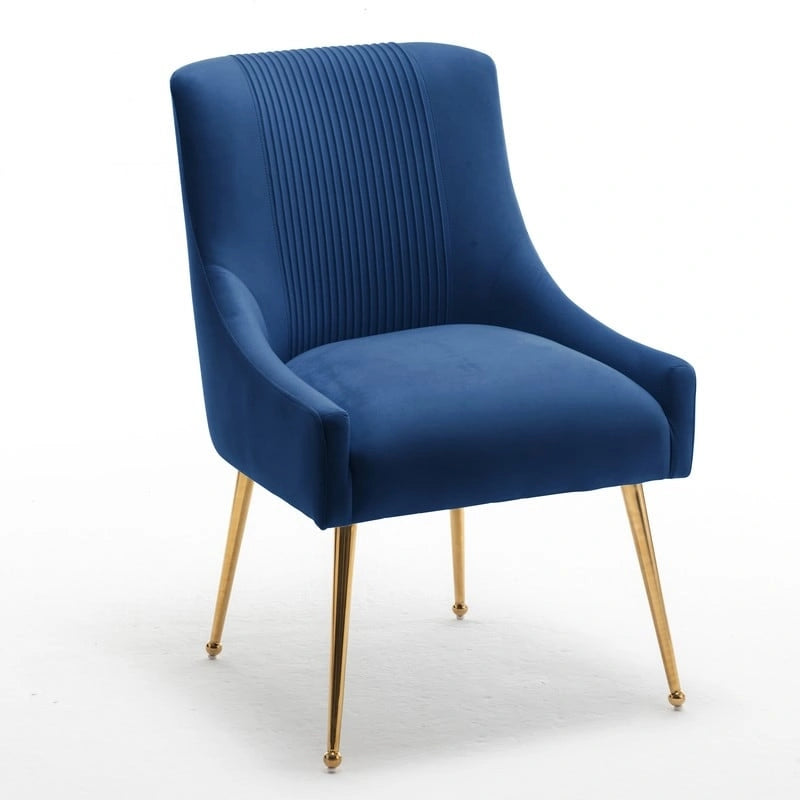 SEYNAR Modern Glam Boucle Pleated Velvet Dining Chair or Vanity Chair Set of 4 with Rear Handle 21
