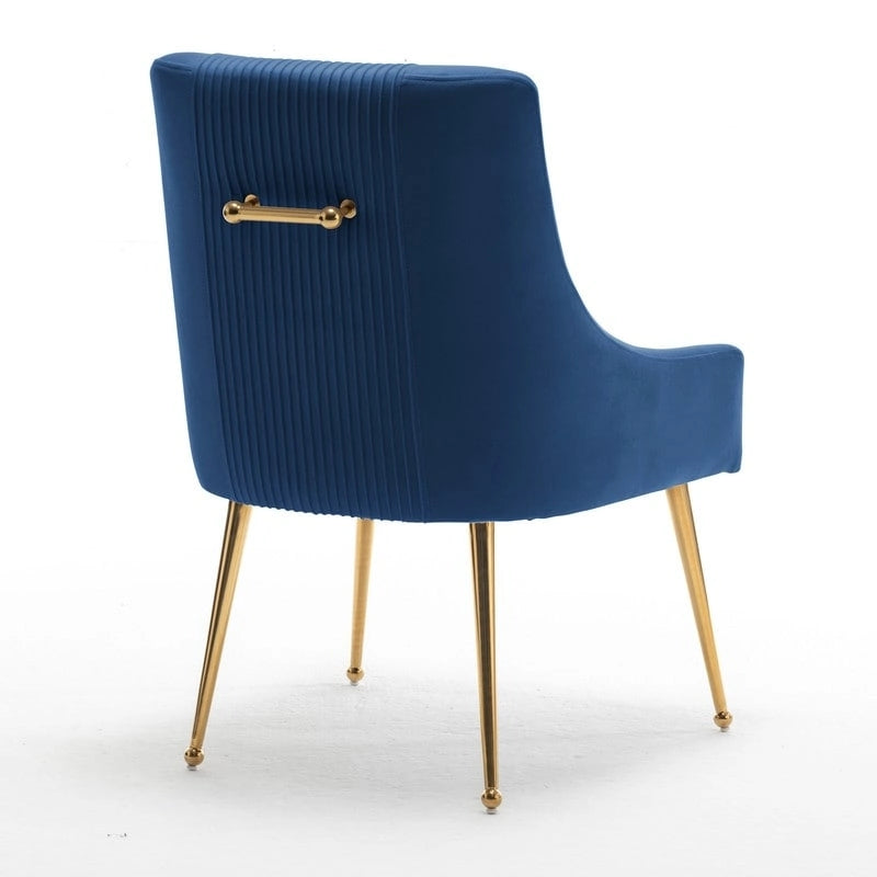 SEYNAR Modern Glam Boucle Pleated Velvet Dining Chair or Vanity Chair Set of 4 with Rear Handle 22