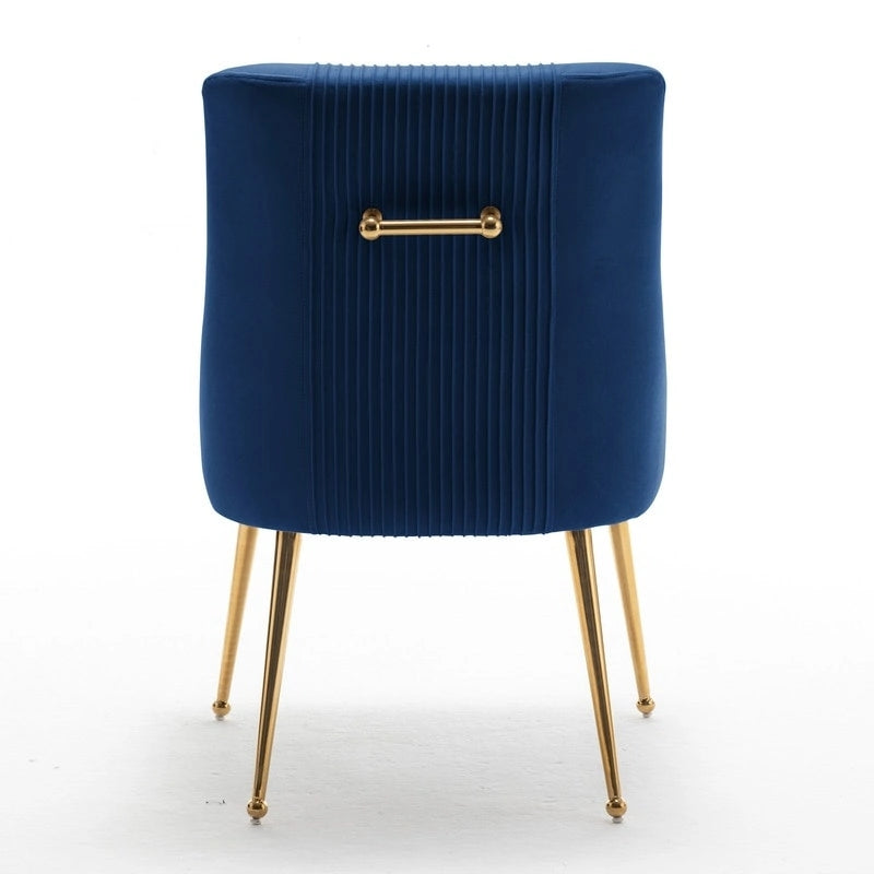 SEYNAR Modern Glam Boucle Pleated Velvet Dining Chair or Vanity Chair Set of 4 with Rear Handle 23