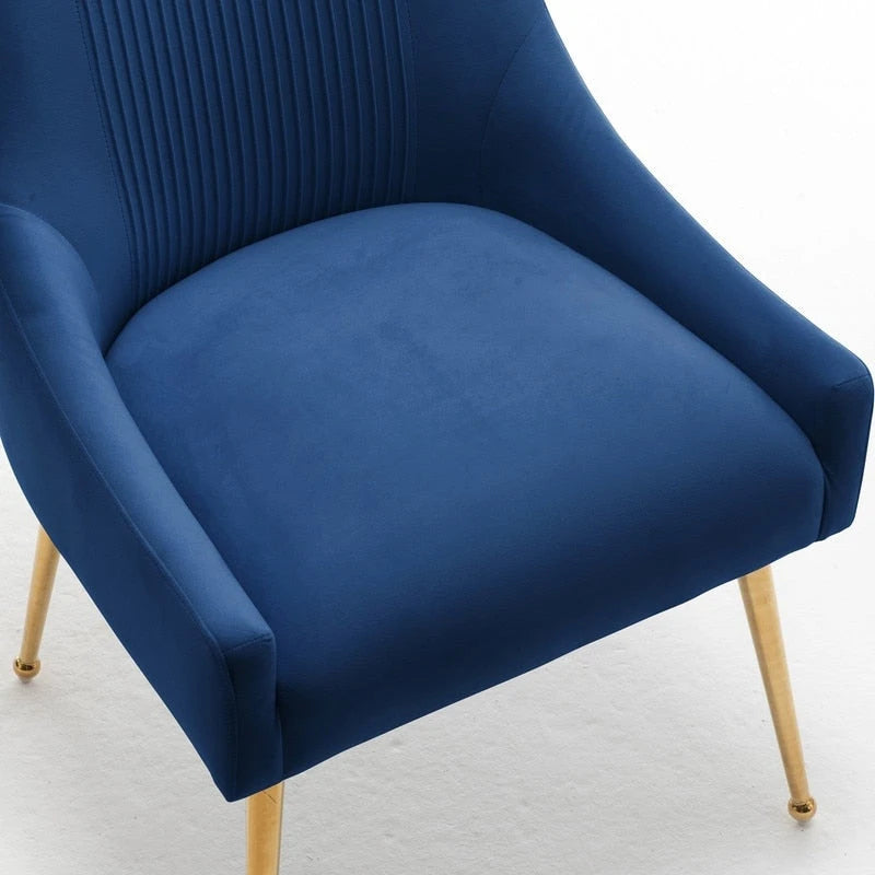 SEYNAR Modern Glam Boucle Pleated Velvet Dining Chair or Vanity Chair Set of 4 with Rear Handle 25