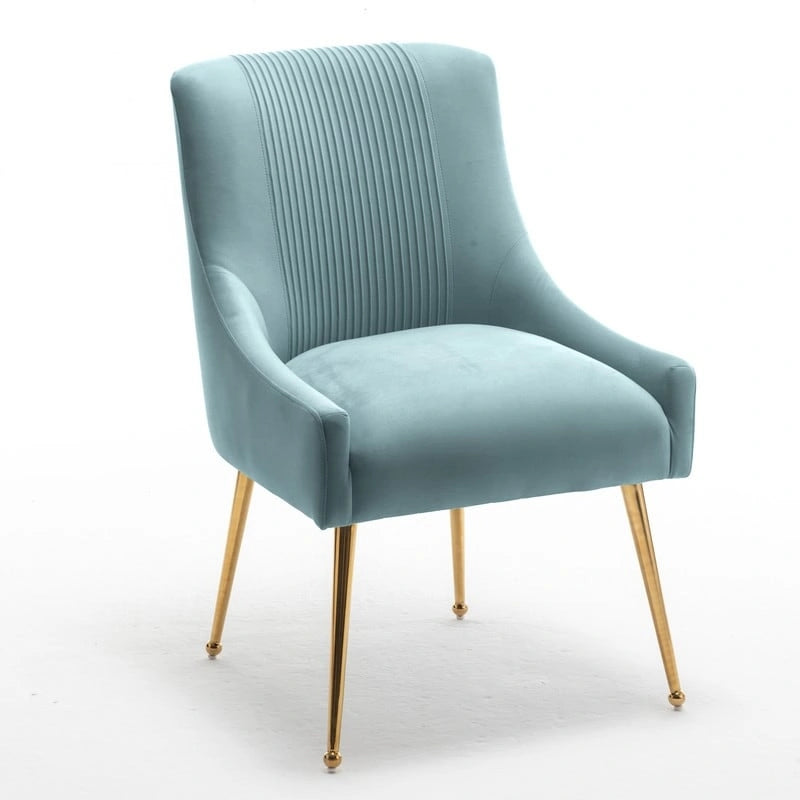 SEYNAR Modern Glam Boucle Pleated Velvet Dining Chair or Vanity Chair Set of 4 with Rear Handle 32