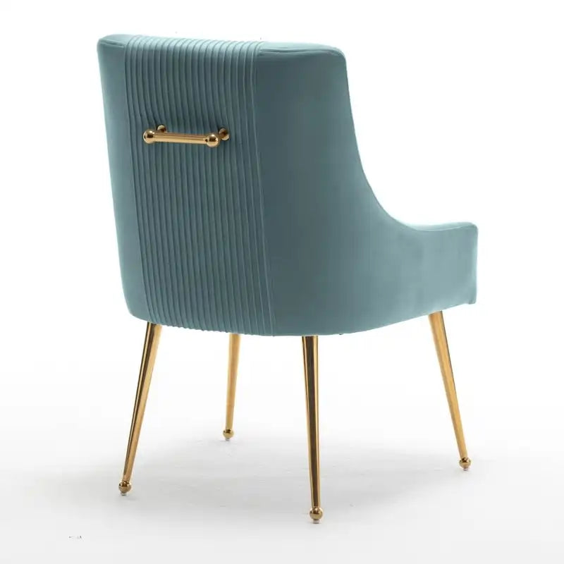 SEYNAR Modern Glam Boucle Pleated Velvet Dining Chair or Vanity Chair Set of 4 with Rear Handle 33